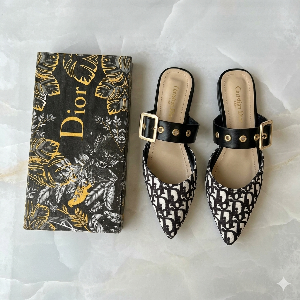 Dior Oblique Buckle Strap Mule Slides
