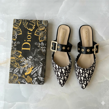 Dior Oblique Buckle Strap Mule Slides