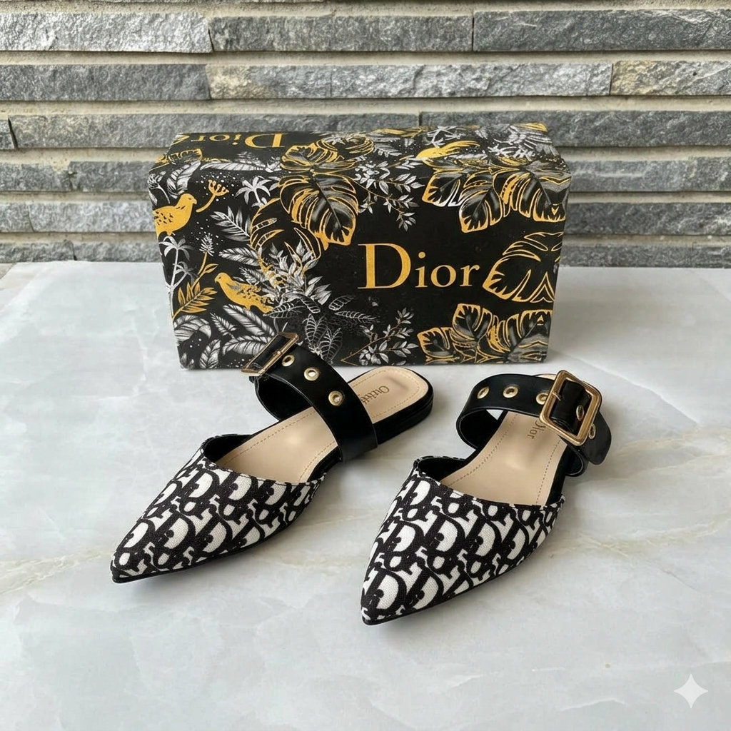 Dior Oblique Buckle Strap Mule Slides