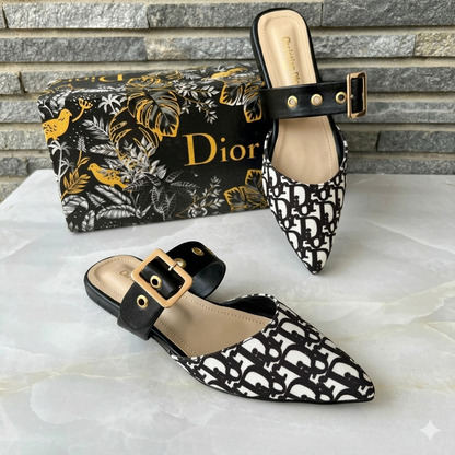 Dior Oblique Buckle Strap Mule Slides