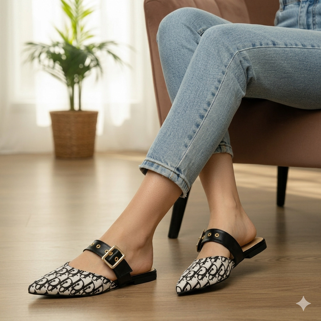 Dior Oblique Buckle Strap Mule Slides