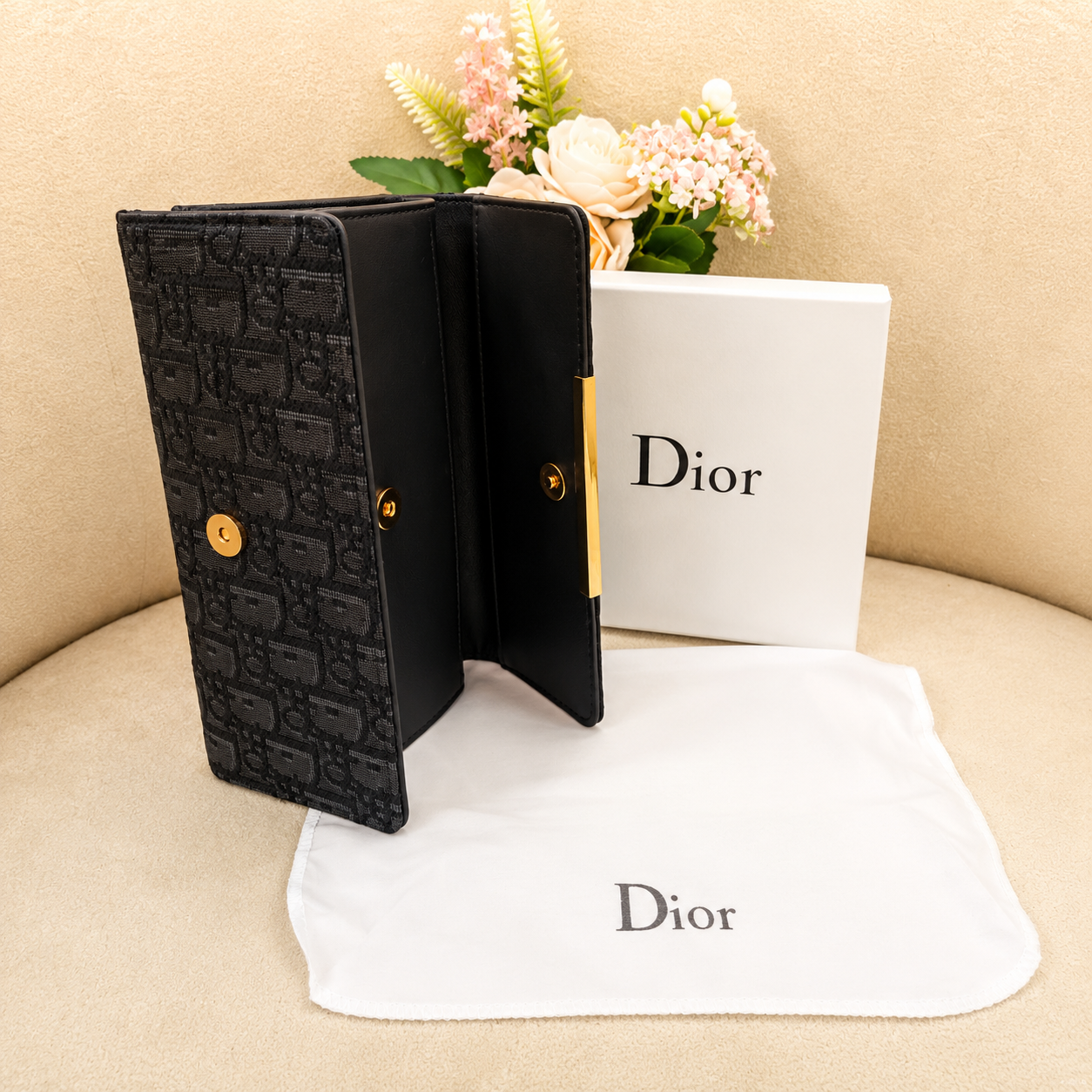 Dior Oblique Jacquard Saddle Long Wallet