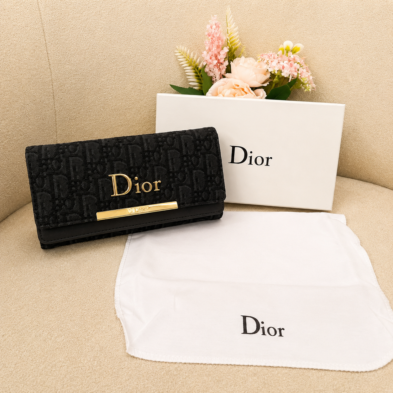 Dior Oblique Jacquard Saddle Long Wallet