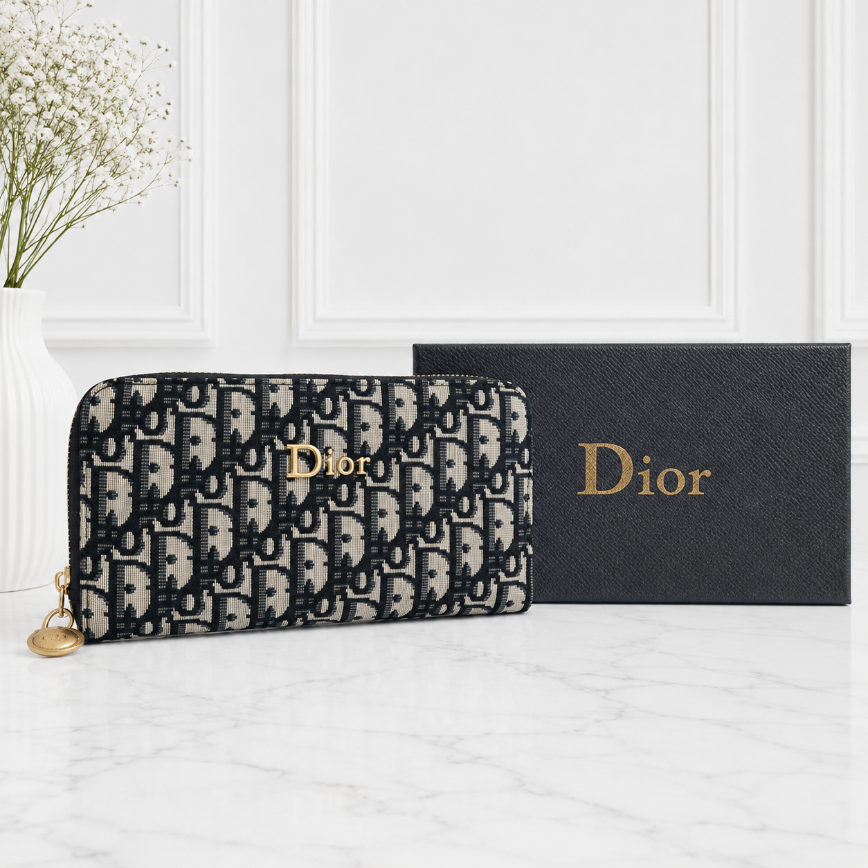 Dior Oblique Jacquard Zip Clutch