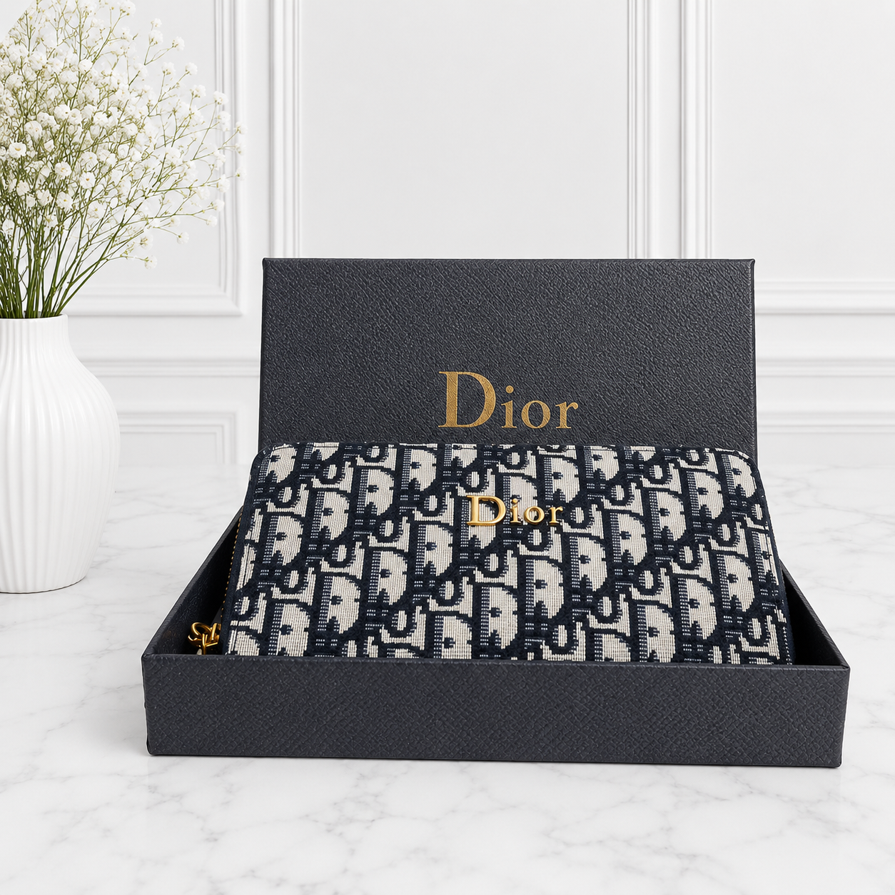 Dior Oblique Jacquard Zip Clutch