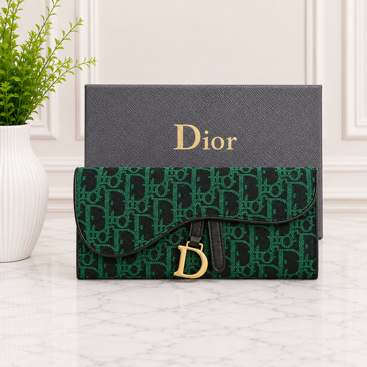 Dior Oblique Saddle Flap Long Wallet