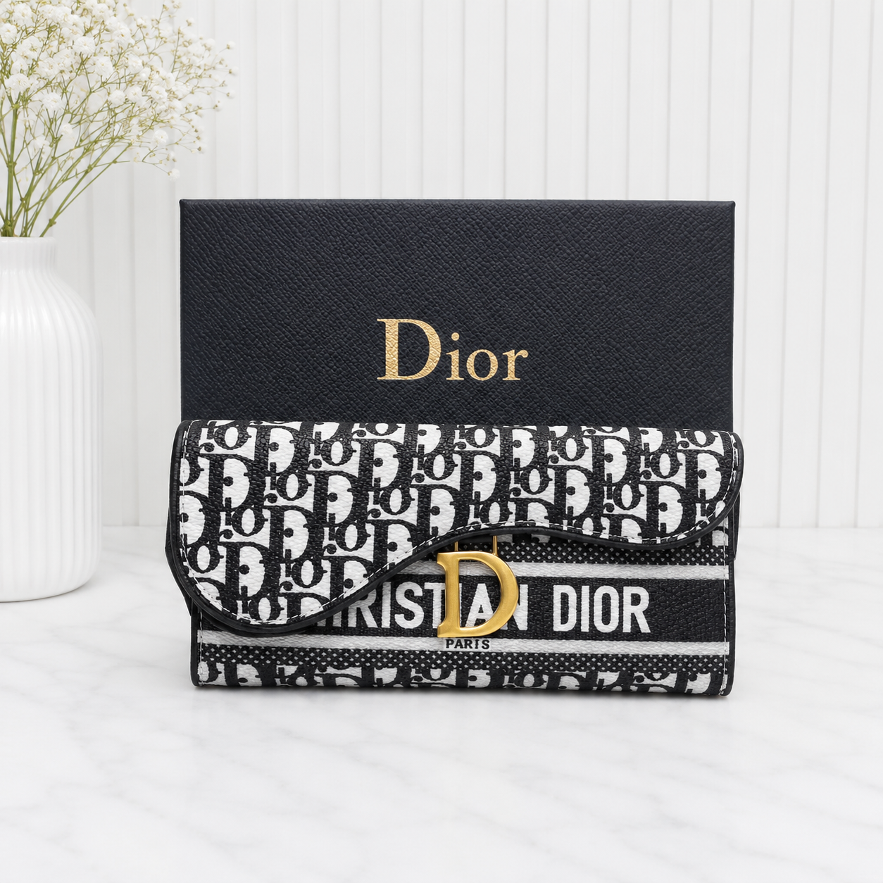Dior Oblique Saddle Flap Long Wallet