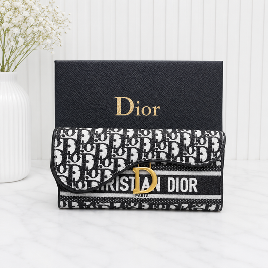 Dior Oblique Saddle Flap Long Wallet