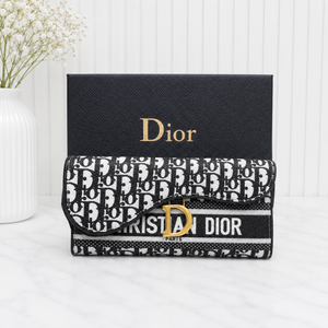 Dior Oblique Saddle Flap Long Wallet