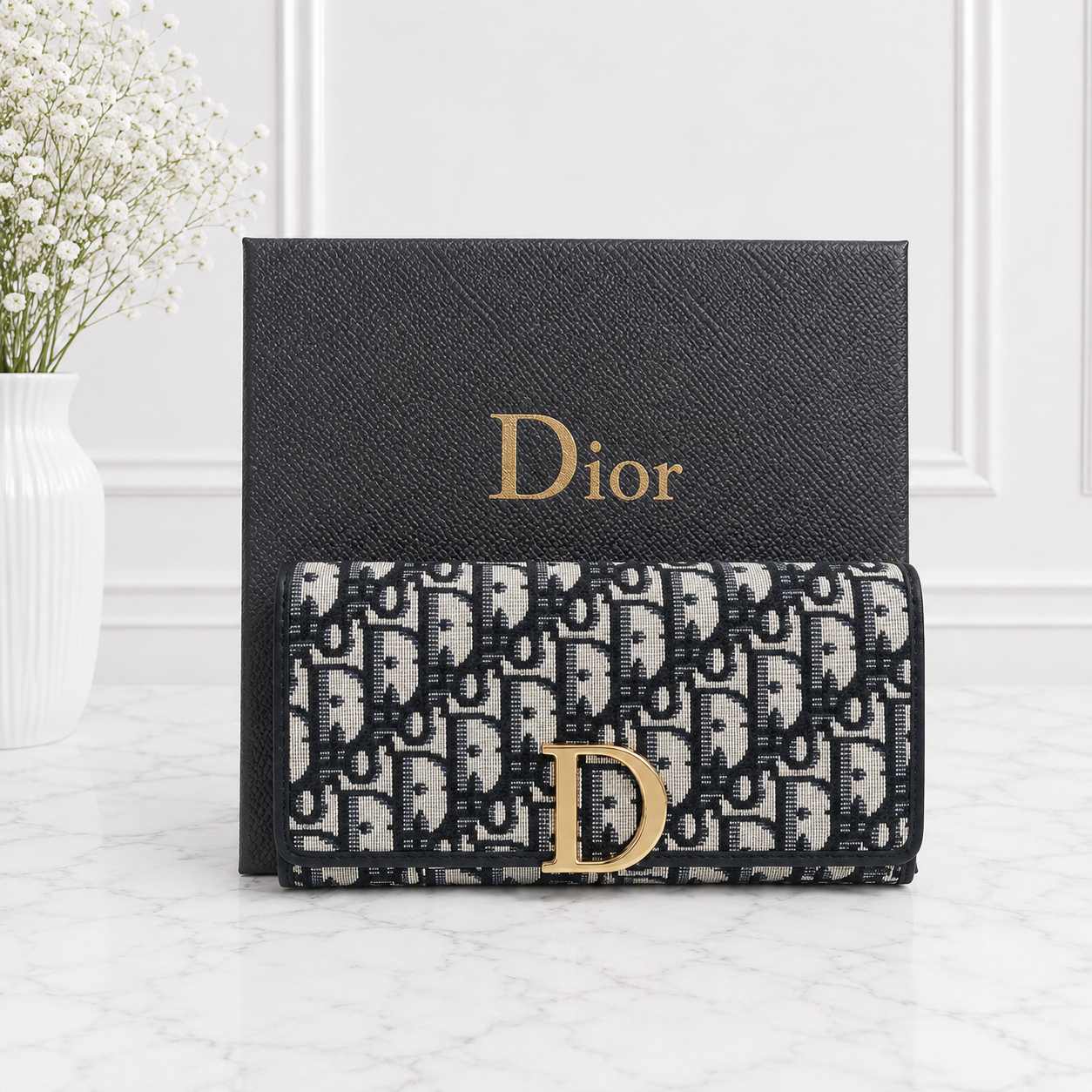 Dior Oblique Saddle Flap Long Wallet
