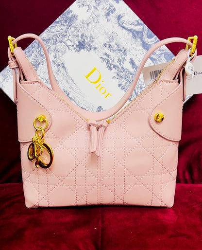 Dior Style Quilted Drawstring Shoulder Bag