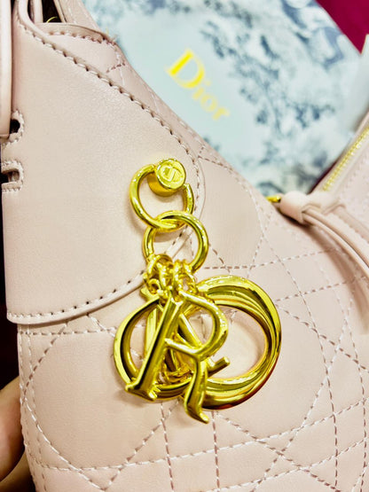 Dior Style Quilted Drawstring Shoulder Bag
