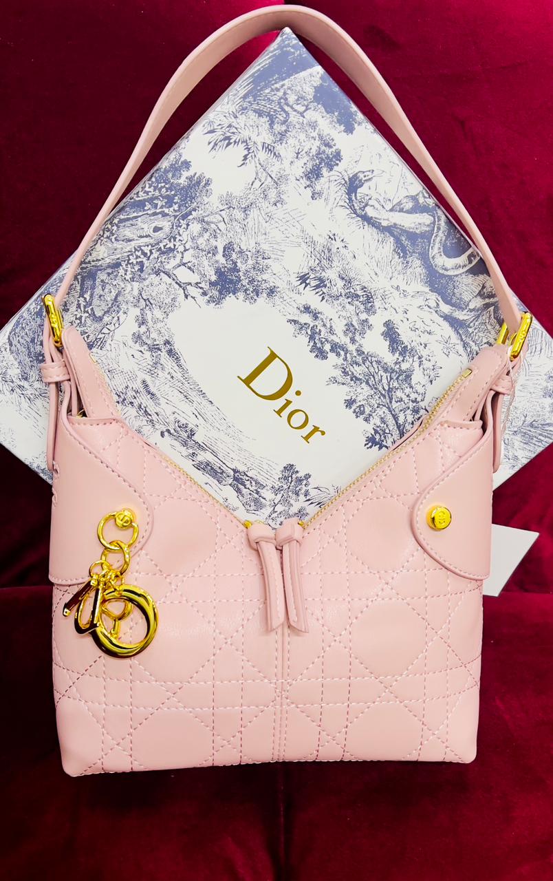 Dior Style Quilted Drawstring Shoulder Bag