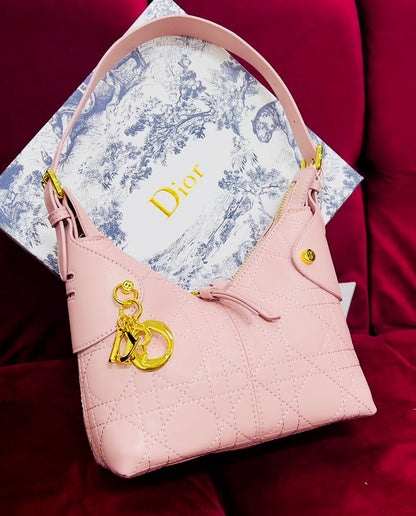 Dior Style Quilted Drawstring Shoulder Bag