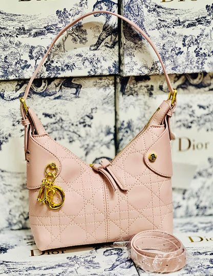 Dior Style Quilted Drawstring Shoulder Bag