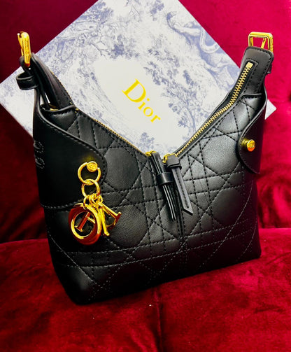 Dior Style Quilted Drawstring Shoulder Bag