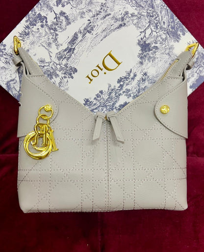 Dior Style Quilted Drawstring Shoulder Bag