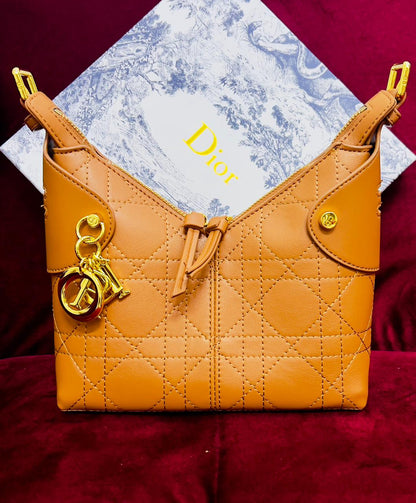 Dior Style Quilted Drawstring Shoulder Bag