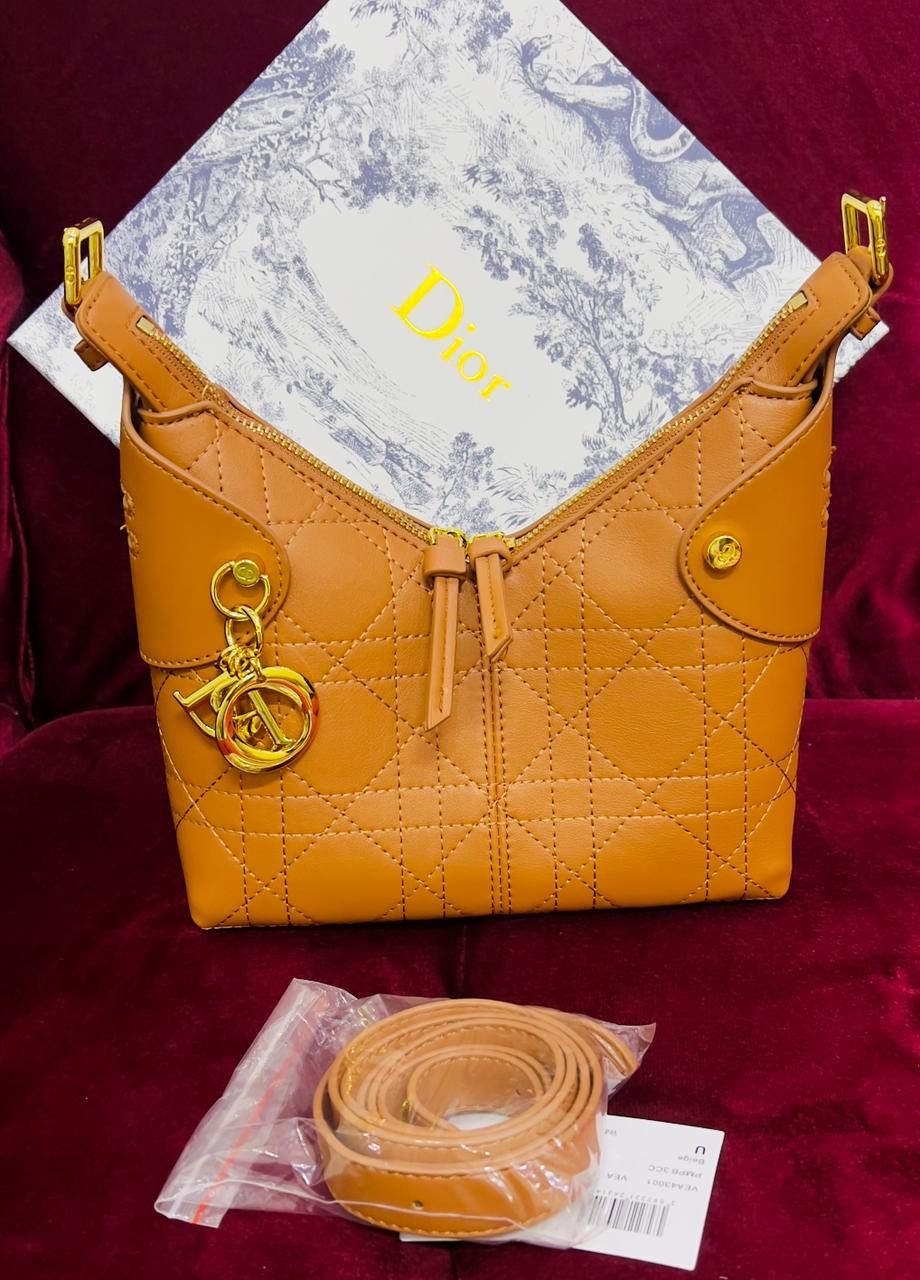 Dior Style Quilted Drawstring Shoulder Bag