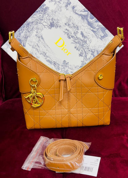 Dior Style Quilted Drawstring Shoulder Bag