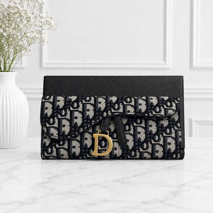 Dior Oblique Saddle Flap Long Wallet