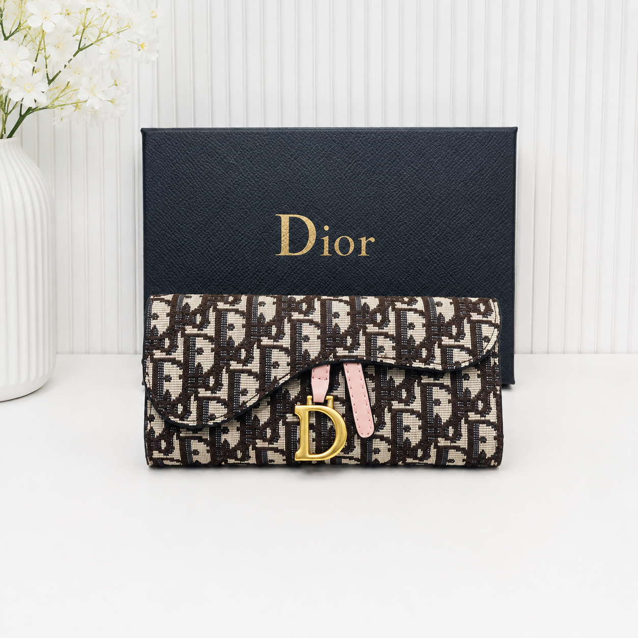 Dior Oblique Saddle Flap Long Wallet