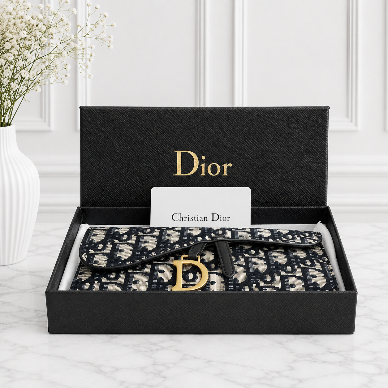 Dior Oblique Saddle Flap Long Wallet