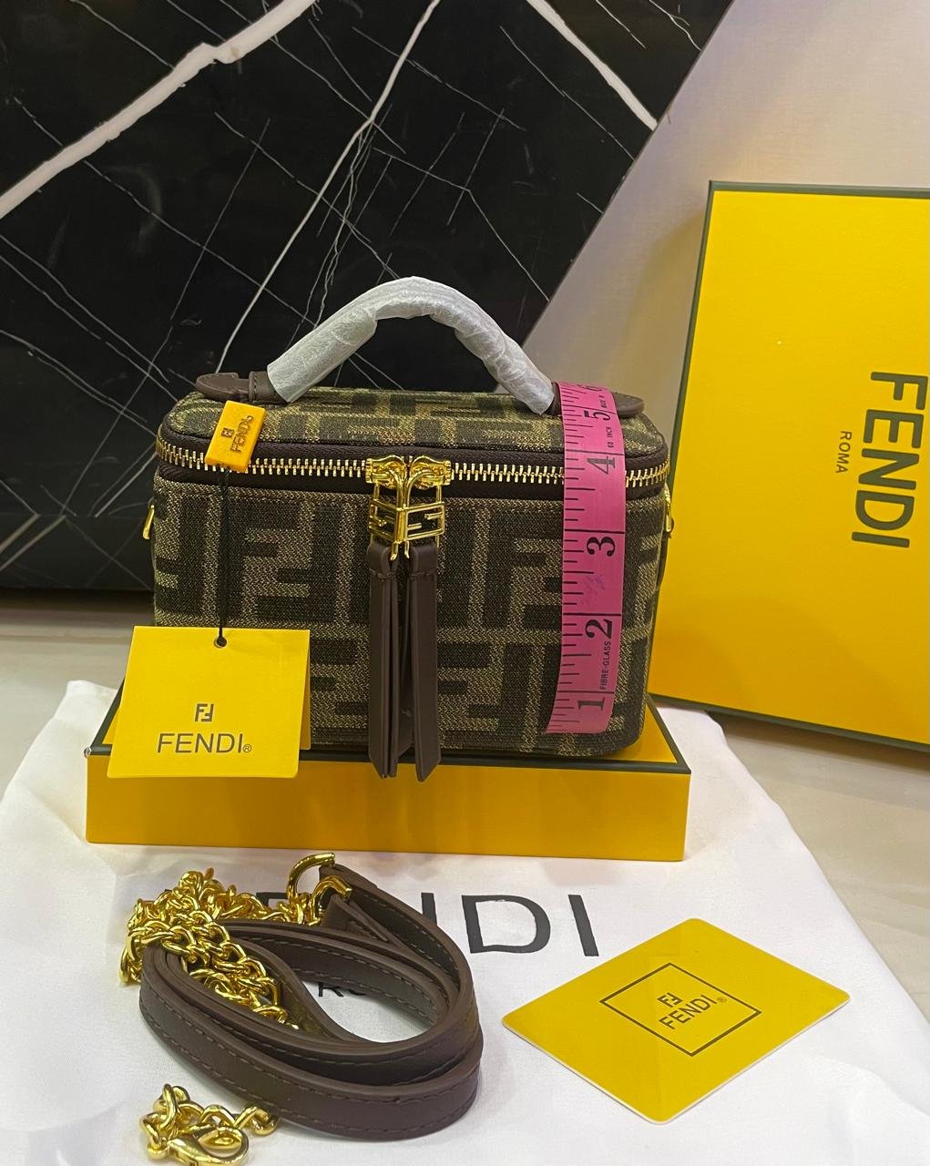 Fendi FF Monogram Mini Zip Top Handle Bag
