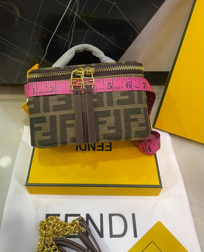 Fendi FF Monogram Mini Zip Top Handle Bag