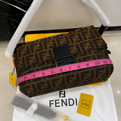 Fendi Baguette FF Canvas Shoulder Bag