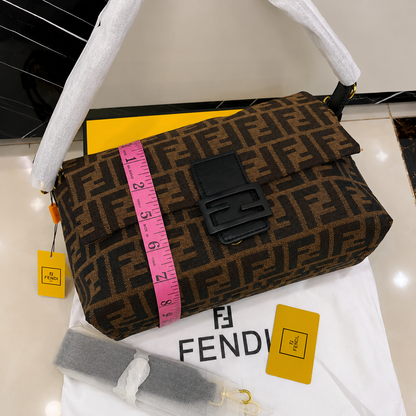 Fendi Baguette FF Canvas Shoulder Bag