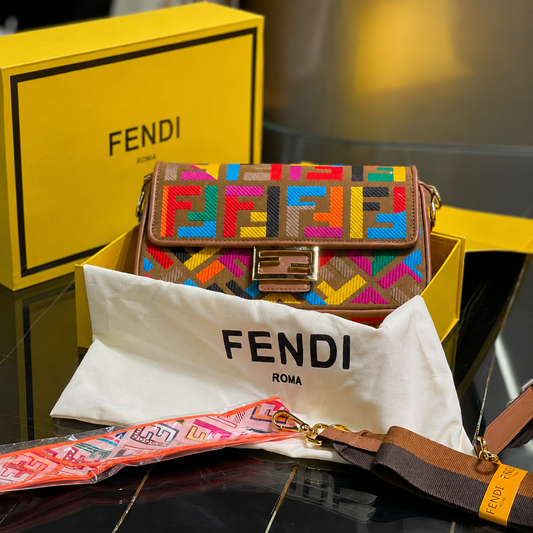 Fendi Baguette FF Vertigo Multicolor Shoulder Bag
