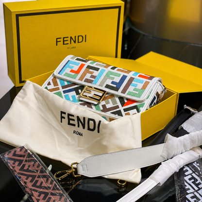 Fendi Baguette FF Vertigo Multicolor Shoulder Bag