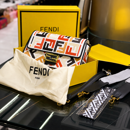 Fendi Baguette FF Vertigo Multicolor Shoulder Bag