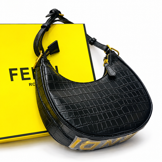 Fendi Croc-Embossed Hobo Bag