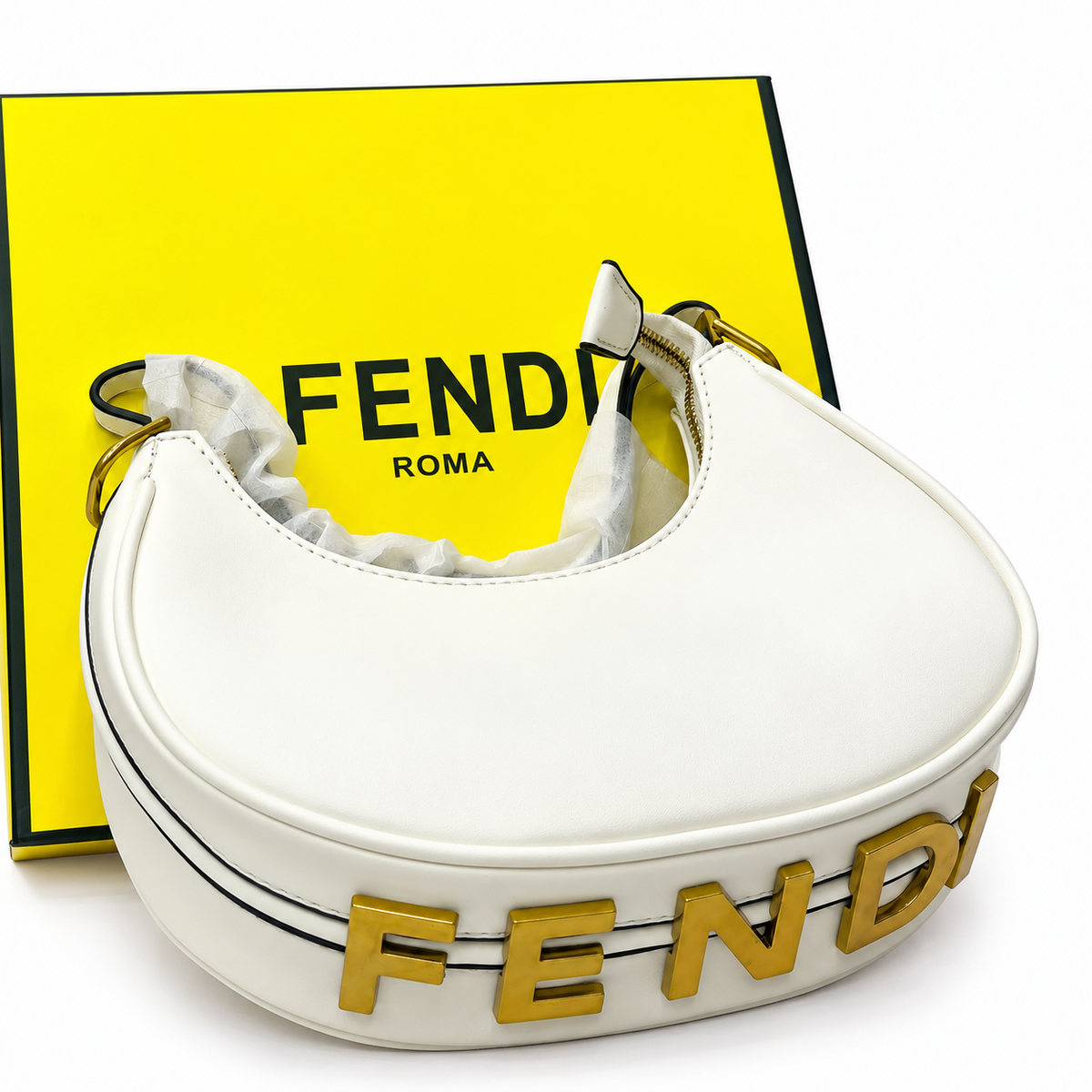 Fendi Croc-Embossed Hobo Bag
