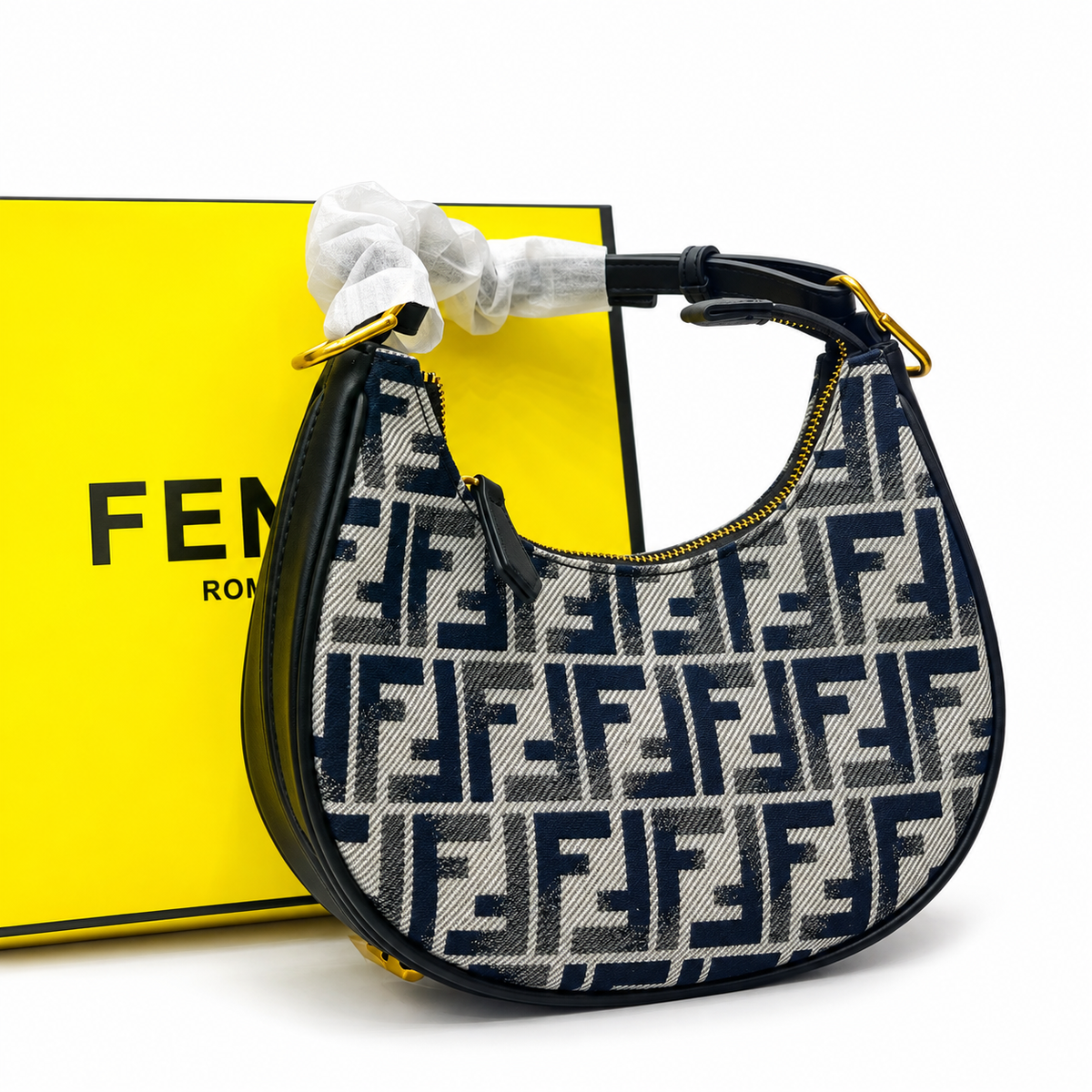 Fendi Croc-Embossed Hobo Bag