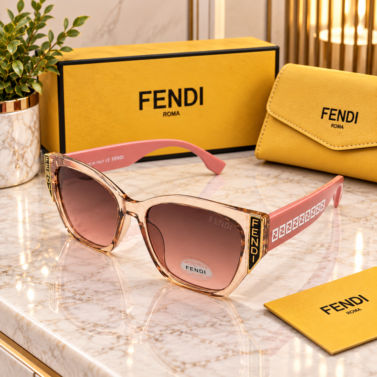 Fendi FF Logo Square Gradient Sunglasses