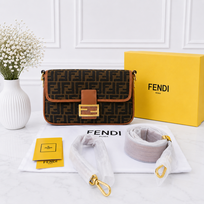 Fendi FF Monogram Baguette Shoulder Bag