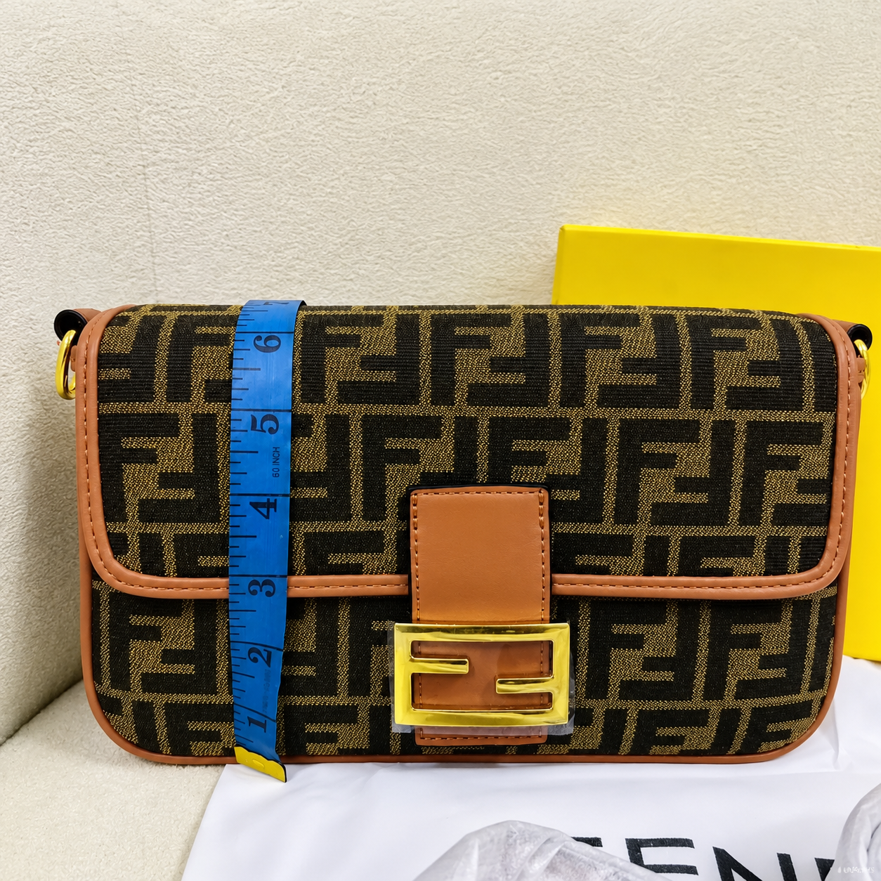 Fendi FF Monogram Baguette Shoulder Bag