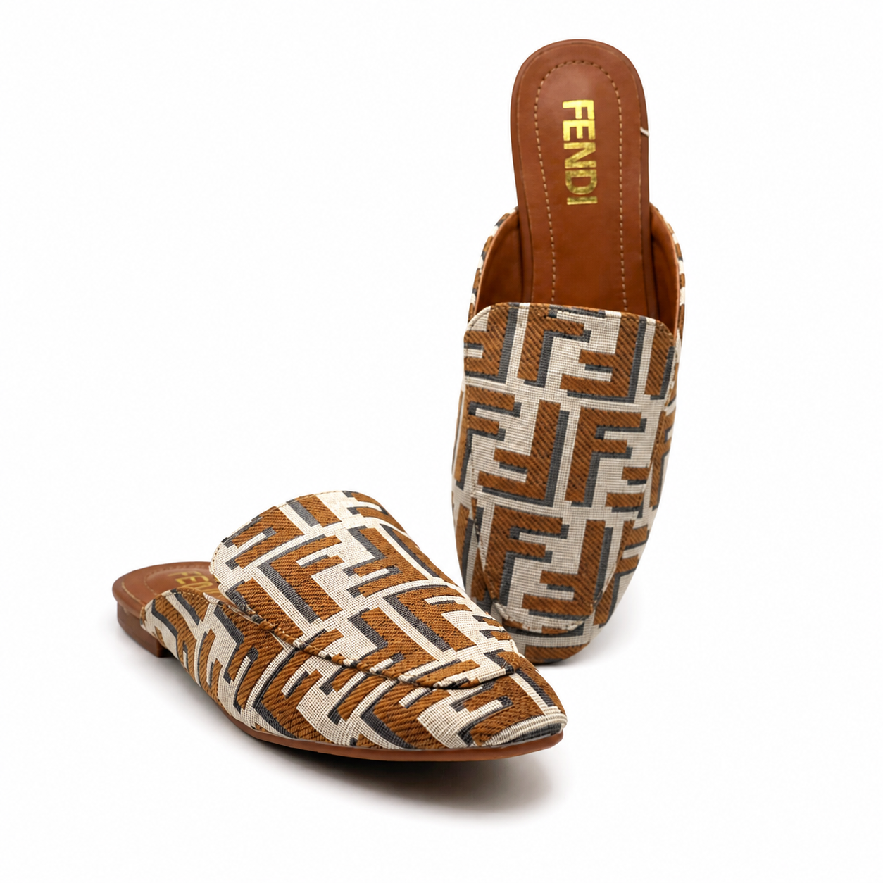 Fendi FF Monogram Jacquard Mule Loafers