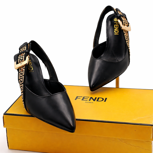 Fendi FF Strap Slingback Heels