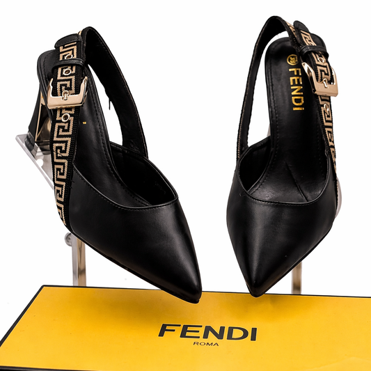 Fendi FF Strap Slingback Heels