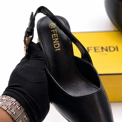 Fendi FF Strap Slingback Heels
