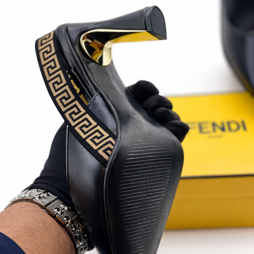 Fendi FF Strap Slingback Heels