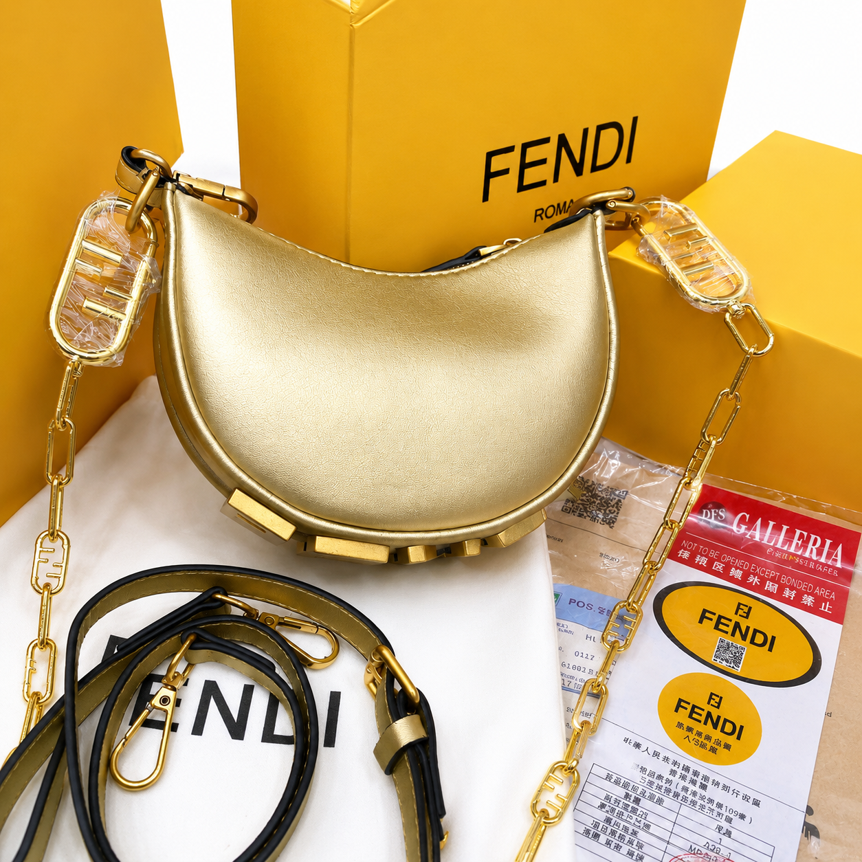 Fendi Metallic Moon Mini Shoulder Bag