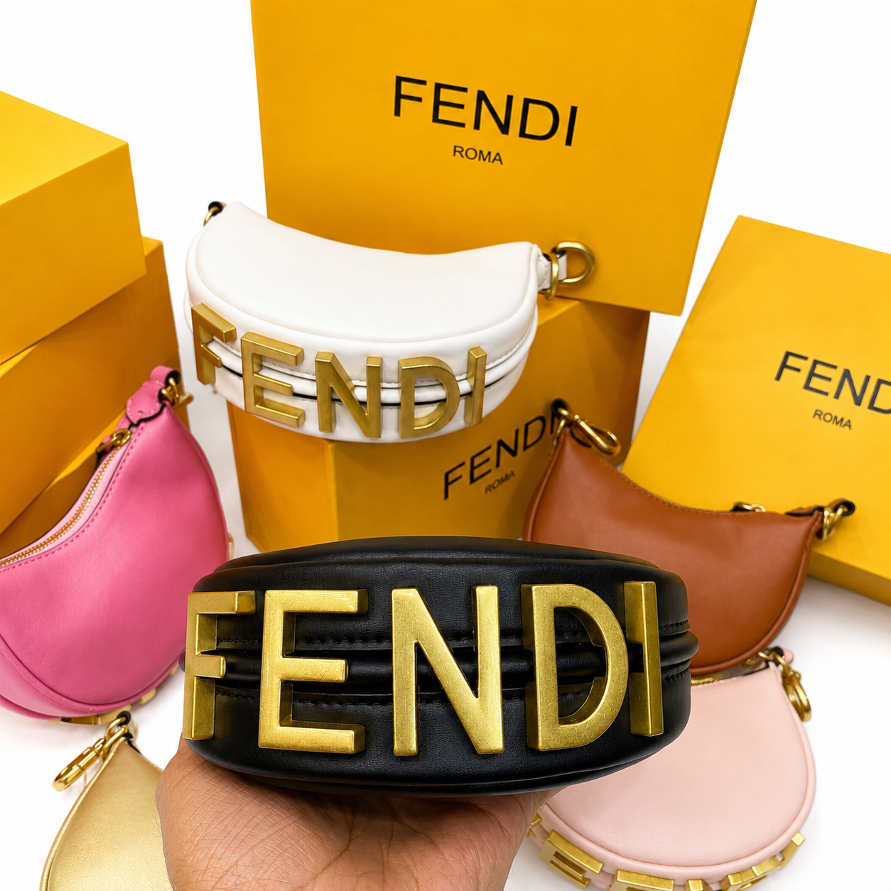 Fendi Metallic Moon Mini Shoulder Bag