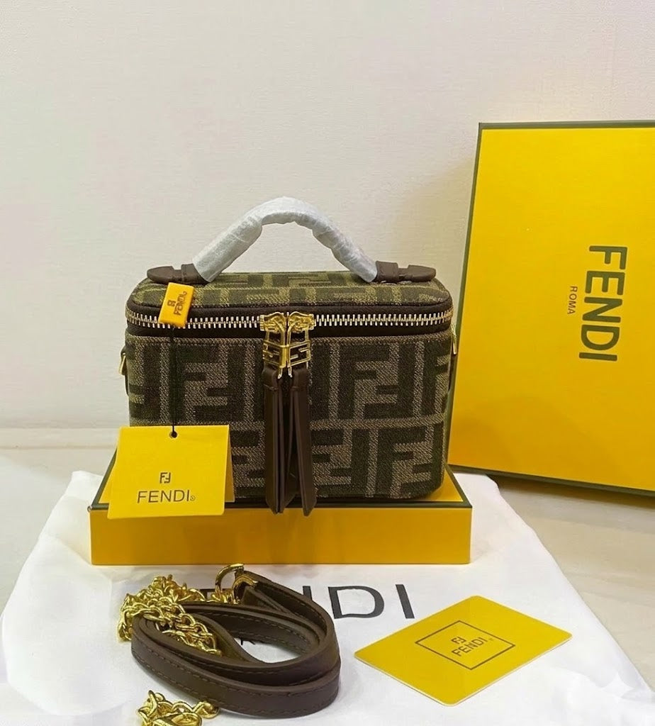 Fendi FF Monogram Mini Zip Top Handle Bag