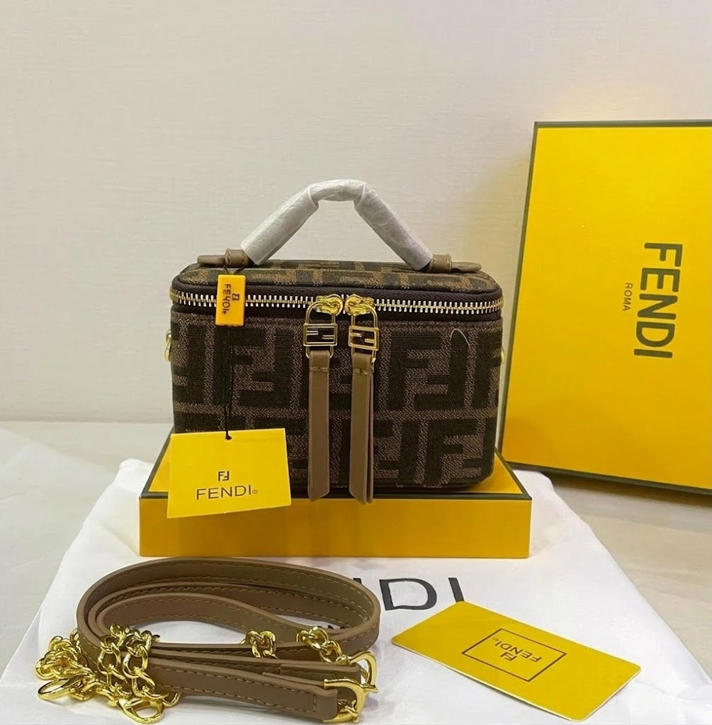 Fendi FF Monogram Mini Zip Top Handle Bag