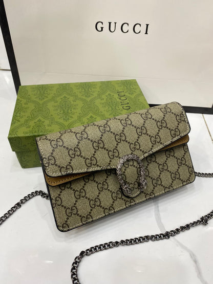 GG SUPREME SUPER MINI METALLIC LEATHER SHOULDER BAG